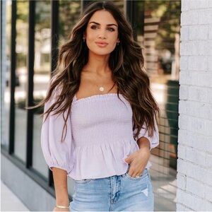 Vici Lavender Women's Puff Sleeve Crop Top